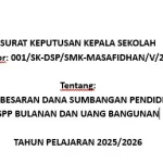CONTOH SURAT PENETAPAN BESARAN DANA SUMBANGAN PENDIDIKAN (DSP) SEKOLAH