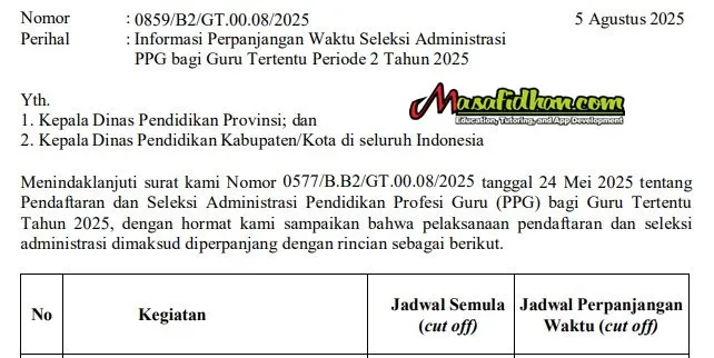 Seleksi PPG Periode 2 Tahun 2025 – Diperpanjang Sampai 26 Agustus